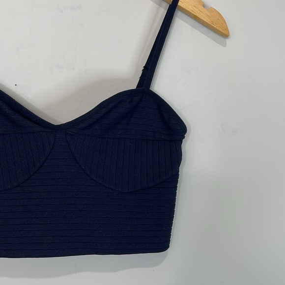 Garage Ribbed Corset Cropped Top Black Bustier Adjustable Spaghetti Straps M - Picture 5 of 10